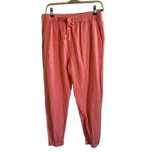 Regton USA Vintage 100% Cotton Relaxed Coral Stretch Pink Pants Medium Resortwea